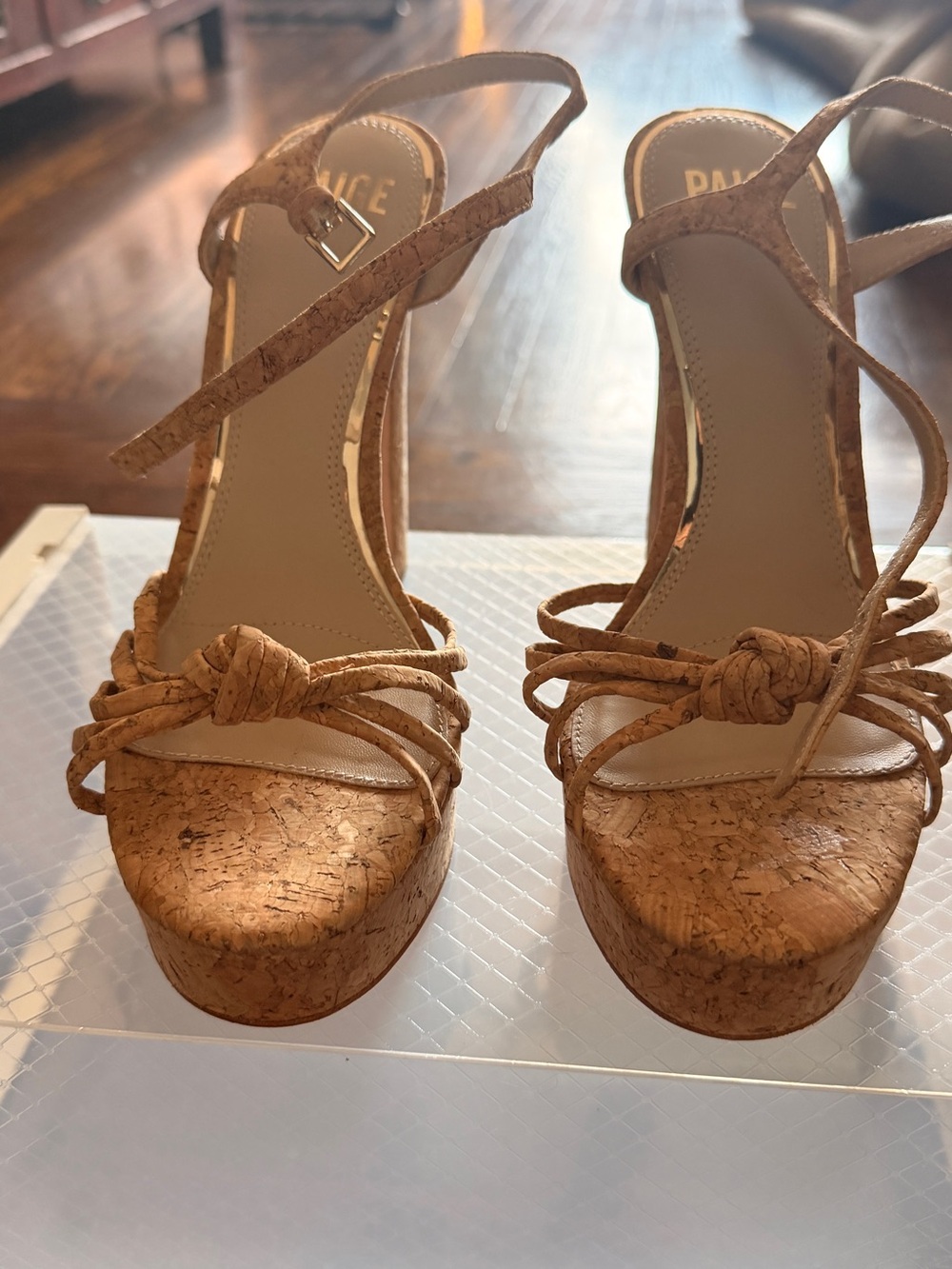 PAIGE Cork Knot Platform Sandals in Tan